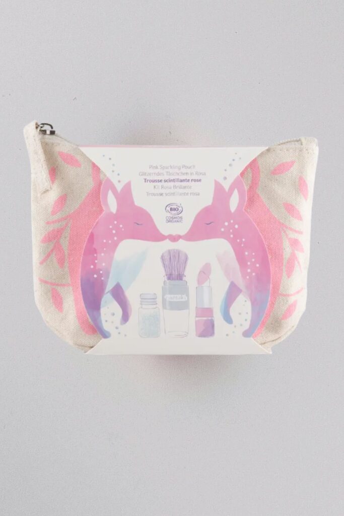 Różowa lśniąca saszetka – zestaw do makijażu dla dzieci | Namaki