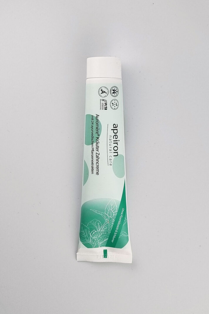 Naturalna pasta do zębów z 24 ziół Ajurwedyjskich, łagodna, Auromère, wegańska, bez fluoru, certyfikowana, 75 ml, Apeiron