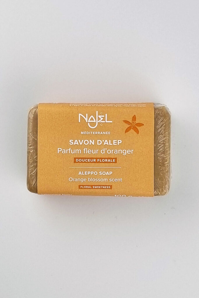 Mydło z Aleppo z wodą z kwiatów pomarańczy bio, 100 g, Najel
