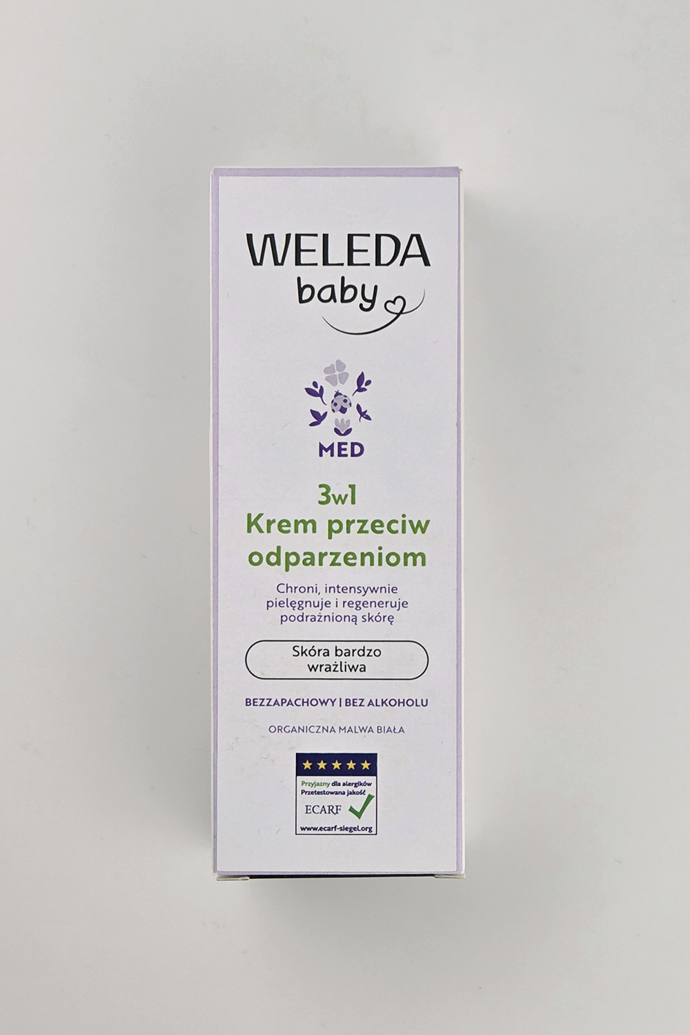 Naturalny krem przeciw odparzeniom Weleda Baby Med 3w1 z białą malwą i tlenkiem cynku