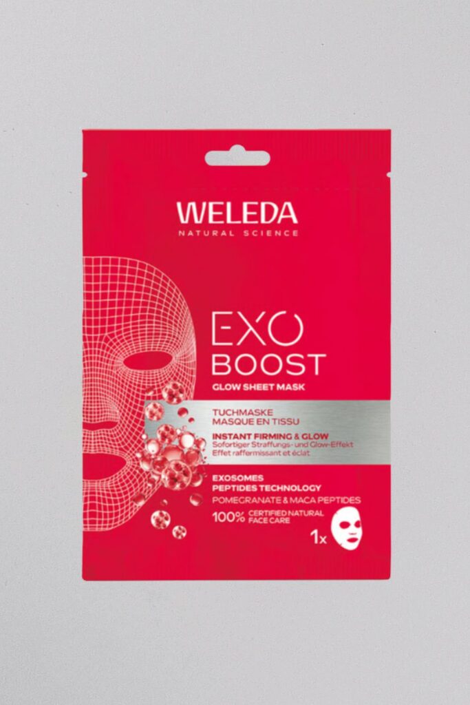 Naturalna maseczka w płachcie Exo Boost Glow marki Weleda