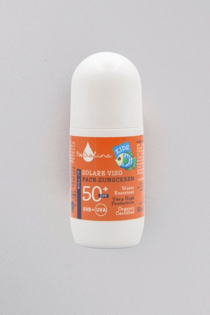Krem przeciwsłoneczny do twarzy dla dzieci, SPF 50+, roll on, AIAB, 50 ml, NeBiolin, spf mineralny